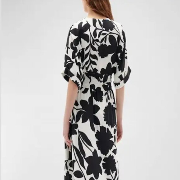 Figue Neva Black and White Floral Print Belted Midi Dress M NWT $698 - Picture 4 of 5